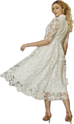 3897 VESTIDO MIDI RENDA E TRICOLINE - BONECA DE PANO 