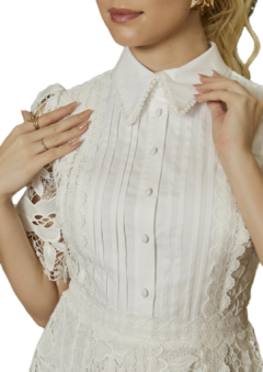 3897 VESTIDO MIDI RENDA E TRICOLINE