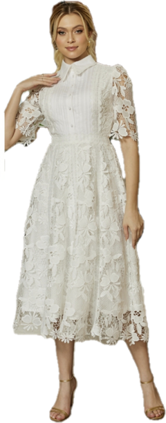 Imagem do 3897 VESTIDO MIDI RENDA E TRICOLINE