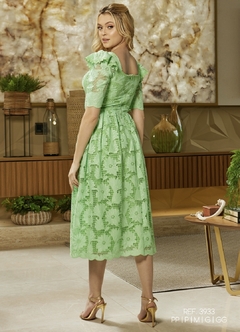 3933 VESTIDO MIDI LAISE COM GUIPIR VERDE