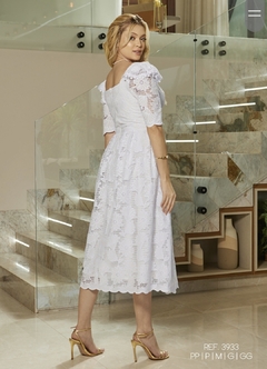 3933 VESTIDO MIDI LAISE COM GUIPIR BRANCO - BONECA DE PANO 