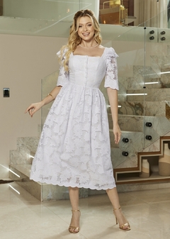 3933 VESTIDO MIDI LAISE COM GUIPIR BRANCO - comprar online