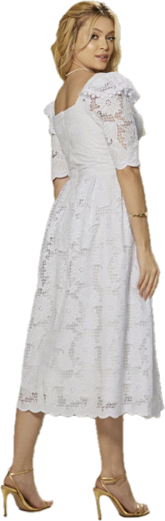 3933 VESTIDO MIDI LAISE COM GUIPIR BRANCO