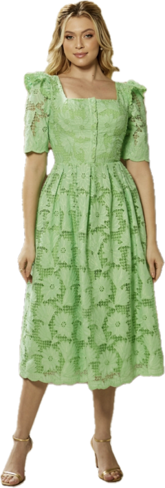 Imagem do 3933 VESTIDO MIDI LAISE COM GUIPIR VERDE