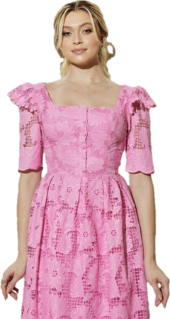 3933 VESTIDO MIDI LAISE COM GUIPIR ROSA - loja online