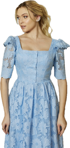 Imagem do 3933 VESTIDO MIDI LAISE COM GUIPIR AZUL