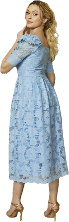 3933 VESTIDO MIDI LAISE COM GUIPIR AZUL - loja online