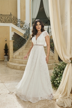3375 VESTIDO LONGO EM RENDA E TULE POÁ - comprar online