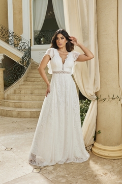 3375 VESTIDO LONGO EM RENDA E TULE POÁ - BONECA DE PANO 