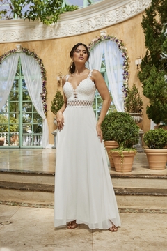 3691 VESTIDO LONGO MUSSELINE E RENDA na internet