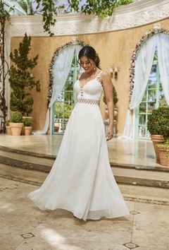 3691 VESTIDO LONGO MUSSELINE E RENDA - BONECA DE PANO 