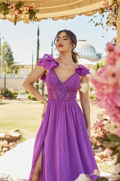 3800 VESTIDO LONGO EM CHIFFON DE SEDA - BONECA DE PANO 