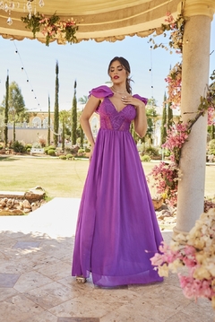 3800 VESTIDO LONGO EM CHIFFON DE SEDA - loja online