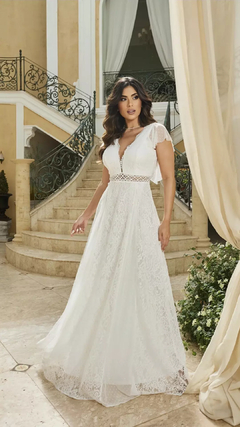 Imagem do 3375 VESTIDO LONGO EM RENDA E TULE POÁ