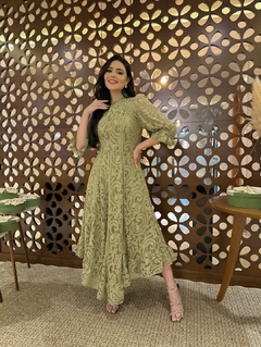 4002 Vestido Renda Verde / Rosa - loja online