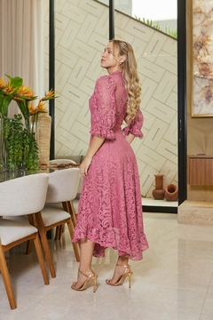 4002 Vestido Renda Verde / Rosa - comprar online