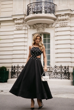 2308 VESTIDO MIDI PRETO BORDADO - comprar online