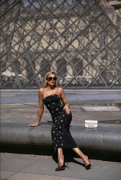 2381 VESTIDO PRETO BORDADO - BONECA DE PANO 