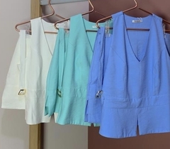 CONJUNTO BEATRIZ AZUL AGUA - BONECA DE PANO 
