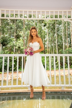 Vestido Off-White Midi com Mangas Removíveis Adore na internet