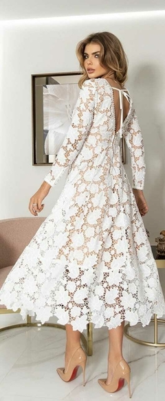 Vestido manga longa guipir bordado na internet