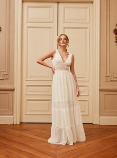 3702 VESTIDO LONGO MUSSELINE OFF WHITE - comprar online