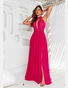 3692 VESTIDO LONGO MUSSELINE EM GUIPIR - BONECA DE PANO 