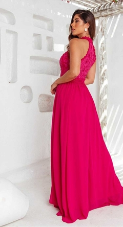 3692 VESTIDO LONGO MUSSELINE EM GUIPIR na internet