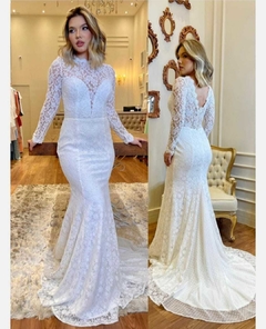 3709 VESTIDO LONGO MIX DE RENDA E TULE na internet
