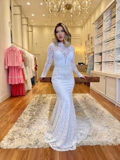 3709 VESTIDO LONGO MIX DE RENDA E TULE - BONECA DE PANO 