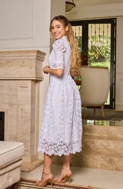 4024 Vestido em Guipir com Tricoline - BONECA DE PANO 