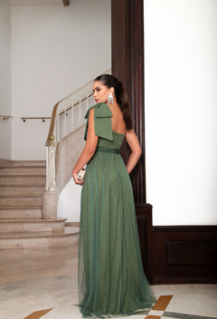 Imagem do VESTIDO LONGO TULE FESTA VERDE OLIVA