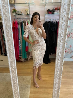 3539 Vestido Kiara Midi Fundo Nude M - BONECA DE PANO 