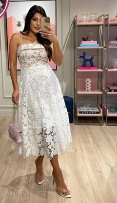 1978 Vestido Midi de Renda Exclusiva Off-white Kiss - loja online