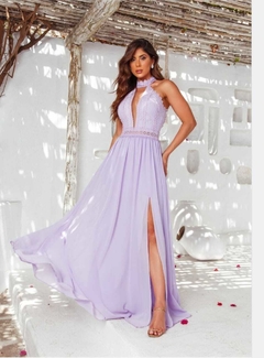 3692 VESTIDO LONGO MUSSELINE EM GUIPIR na internet