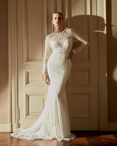 3709 VESTIDO LONGO MIX DE RENDA E TULE - comprar online