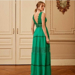 3702 VESTIDO LONGO MUSSELINE VERDE