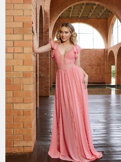 3684 Vestido Rose Salmao Longo - comprar online
