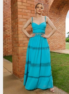 3701 Vestido Longo Azul Tifany - comprar online