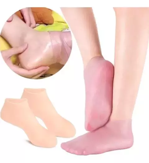 Meia de silicone para hidratação dos pés