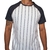 Camiseta Saza Raglã - Long - Off White com Listras Pretas - Mangas Cinzas - Gola Careca - Tam. PP ao GG na internet