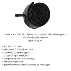 CAMARA AR BIKE BMX ARO 20 x1.75/1.90 VALVULA AMERICAN GROSSA - comprar online