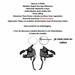 Alavanca trocador passador de marcha 24v 3x8v Tipo Shimano Manete Aluminio Indexado Mtb Par com cabos na internet