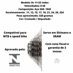 Cassete K7 Para Bicicleta Bike Sky 8v 11-32d Cromado Speed Mtb padrão shimano HG na internet