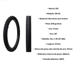 PNEU BMX ARO 20X1.95 DSI STREET PRETO SRI-45 - comprar online
