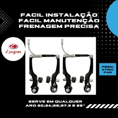 FREIO V-BRAKE LOGAN 919AE, Alumínio Preto c/ Sapata Orbital 110mm, Aro 20-29, Dianteiro/Traseiro na internet