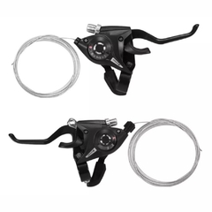 Alavanca trocador passador de marcha 24v 3x8v Tipo Shimano Manete Aluminio Indexado Mtb Par com cabos