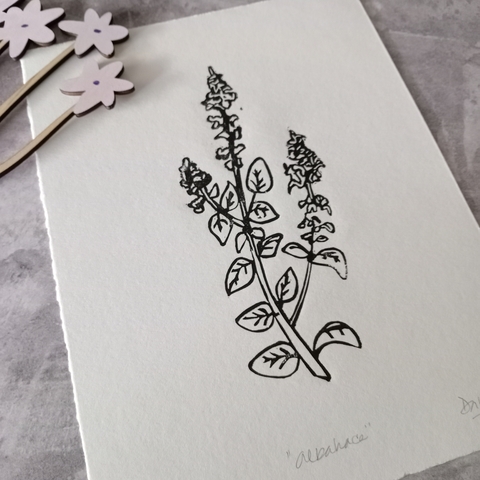 "Albahaca" Linograbado - comprar en línea