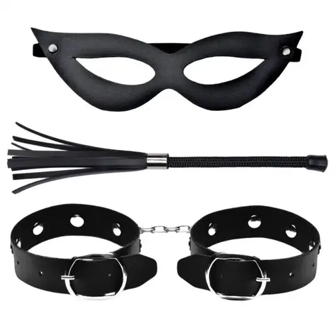 Kit Tiazinha Trio Algema Couro Chicote Macara BDSM SexyShop Vinhedo SP