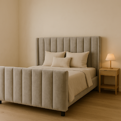 Cama box tapizada Canolis con piecera - comprar online